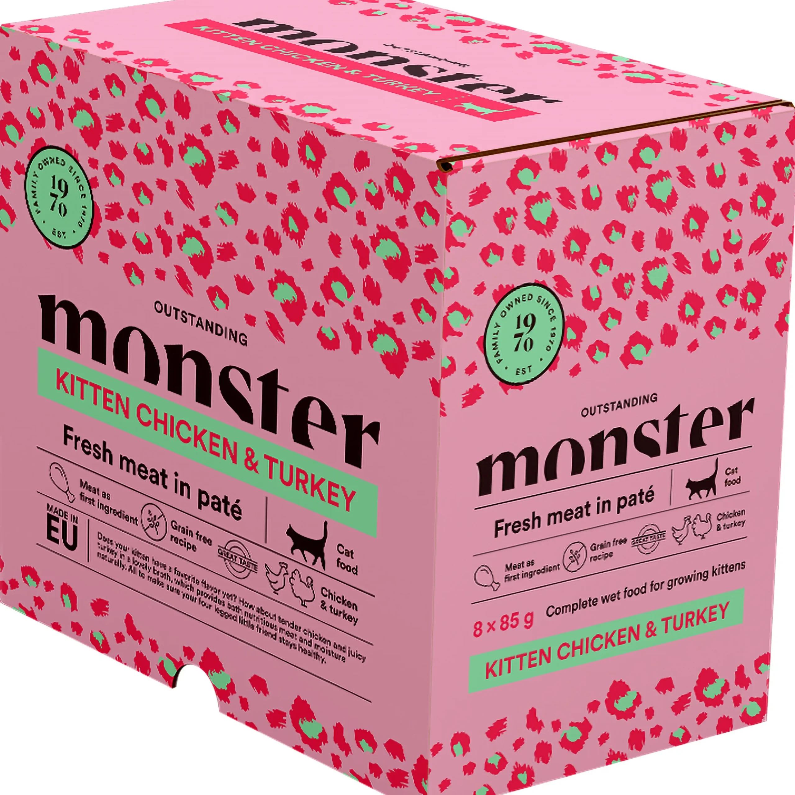 Kattmat Monster Kitten Pouches Chicken/Turkey paté 8x85g