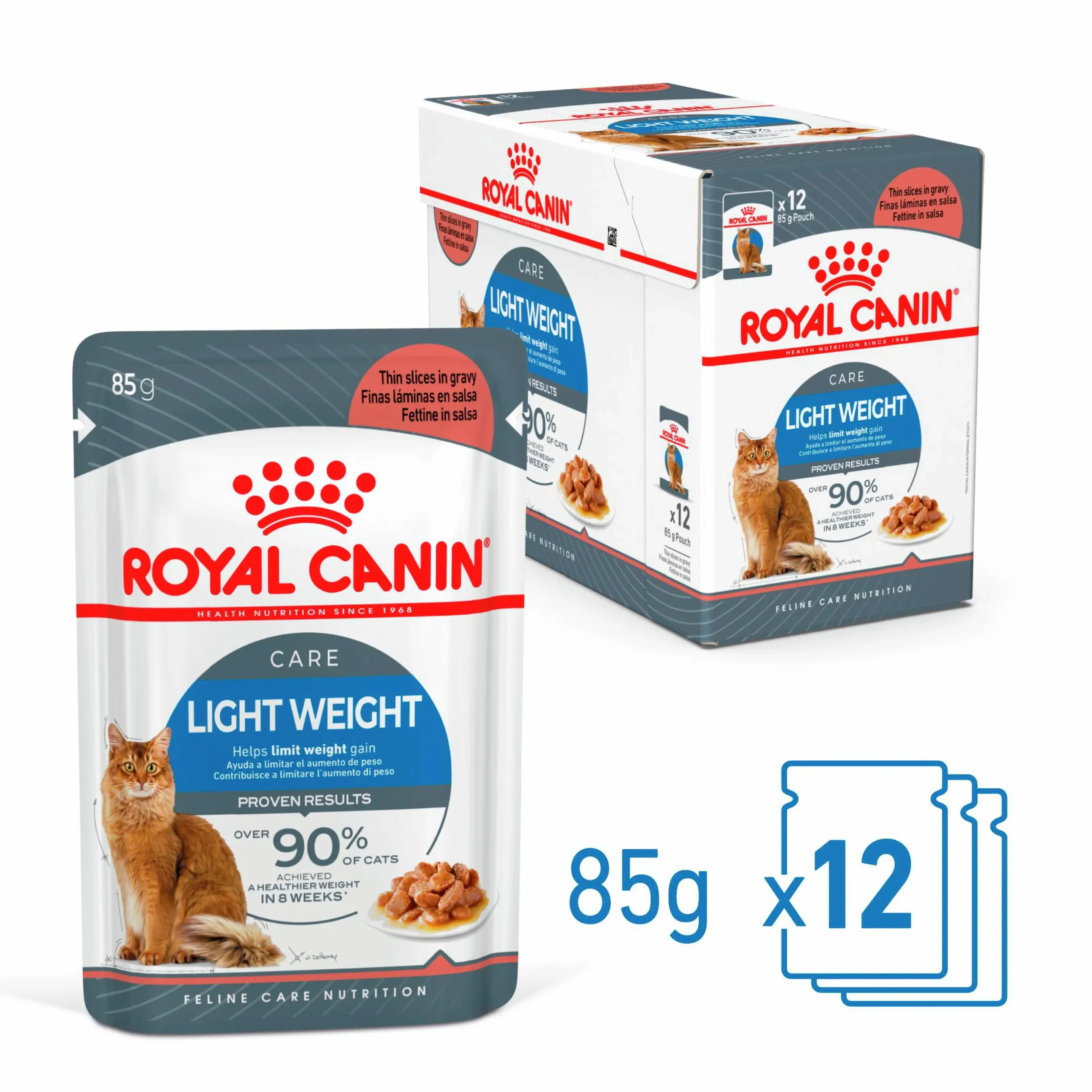 Kattmat Royal Canin Adult Light Weight Pouches Gravy Bitar i sås 12x85g