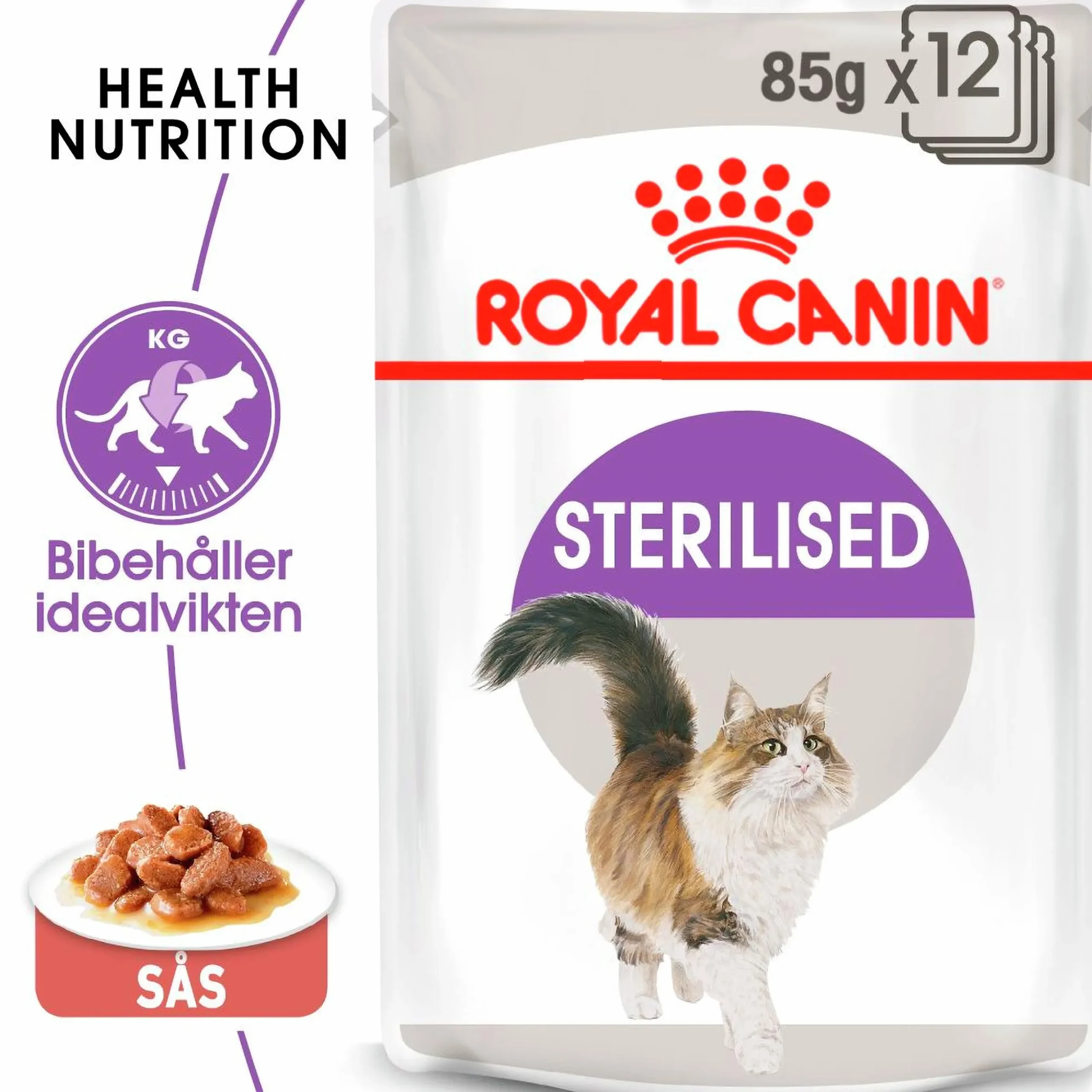 Kattmat Royal Canin Adult Sterilised Pouches Gravy Bitar i sås 12x85g