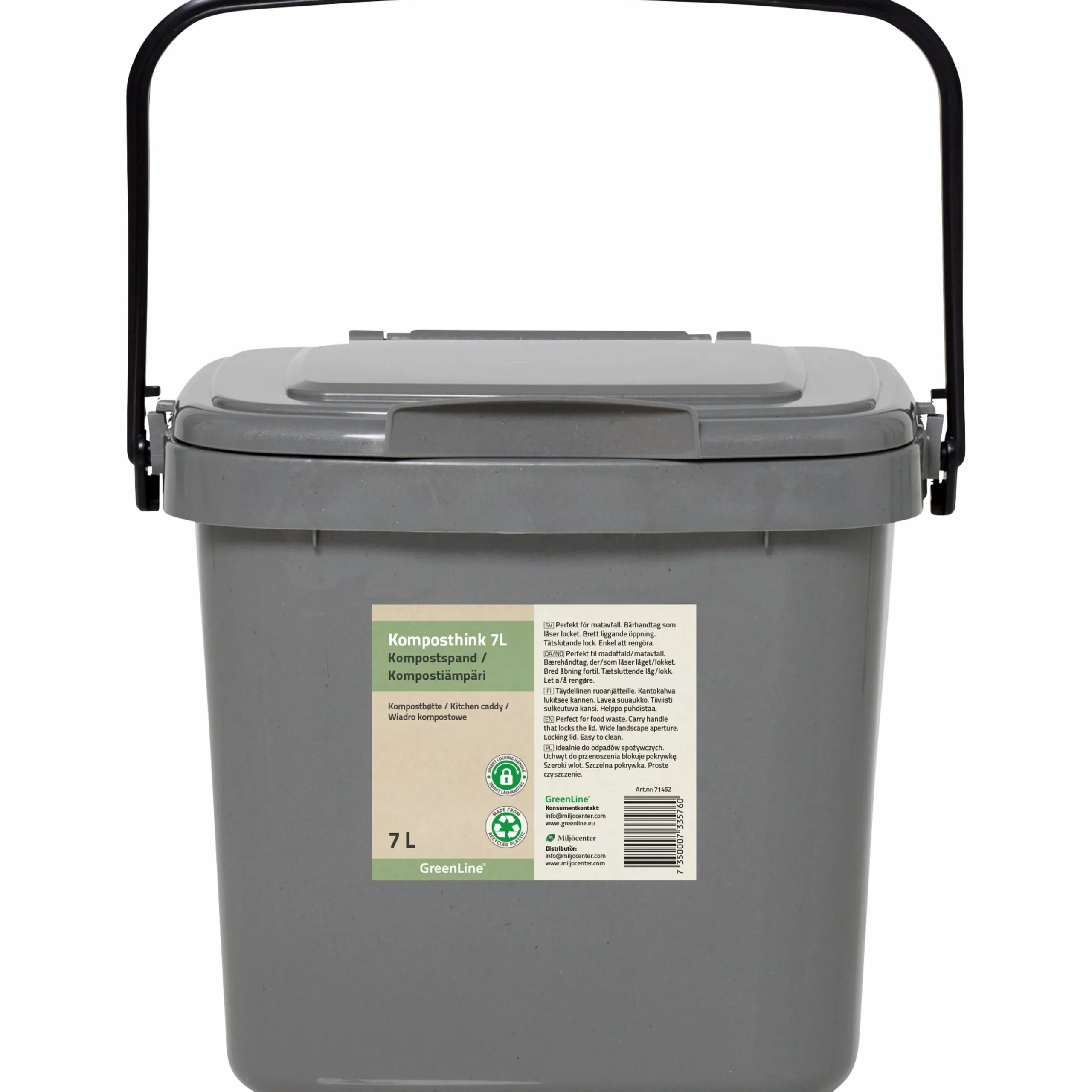 Komposthink med lock Greenline 7L