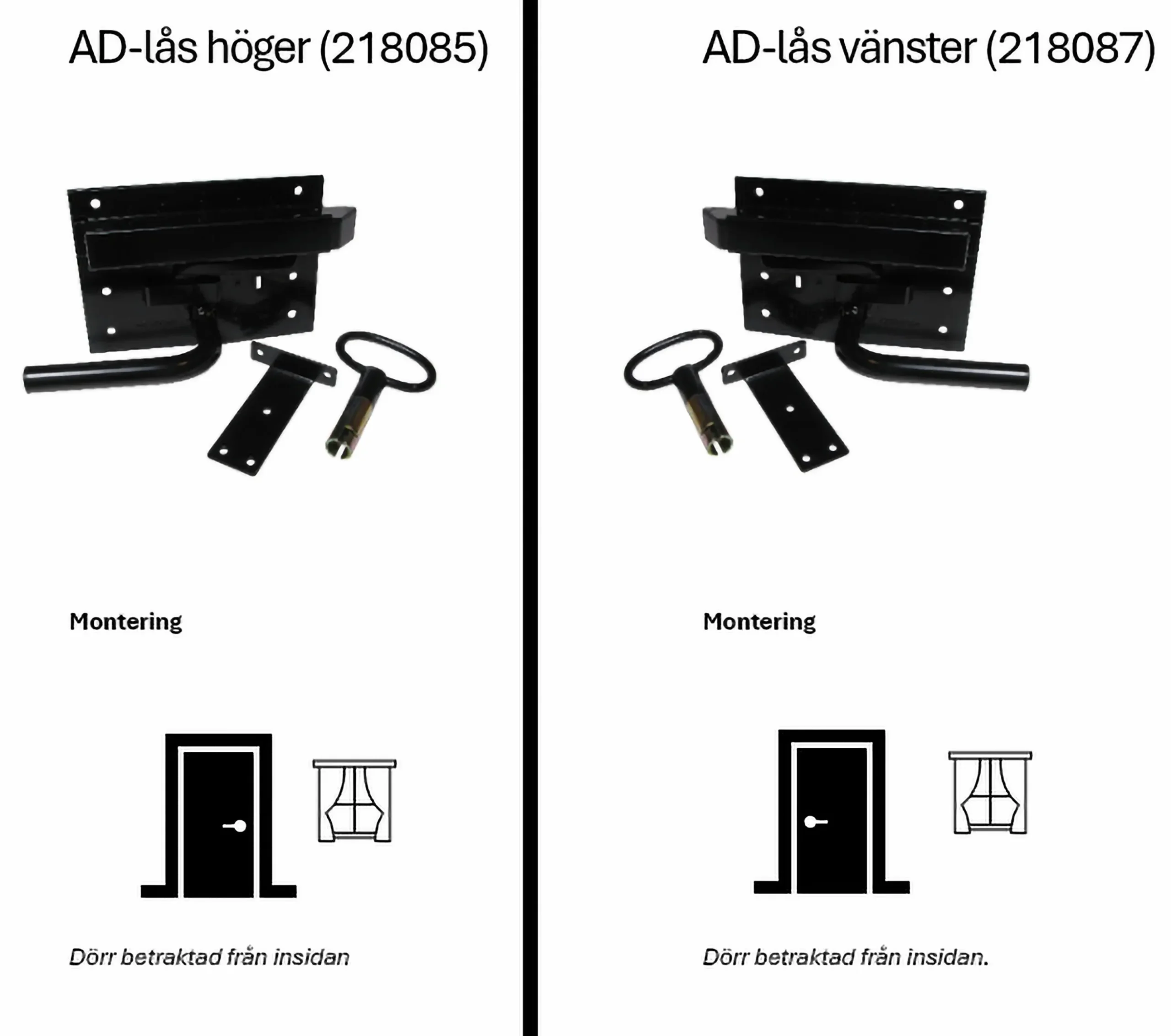 Ladugårdslås AD-lås Original 2434 svart höger