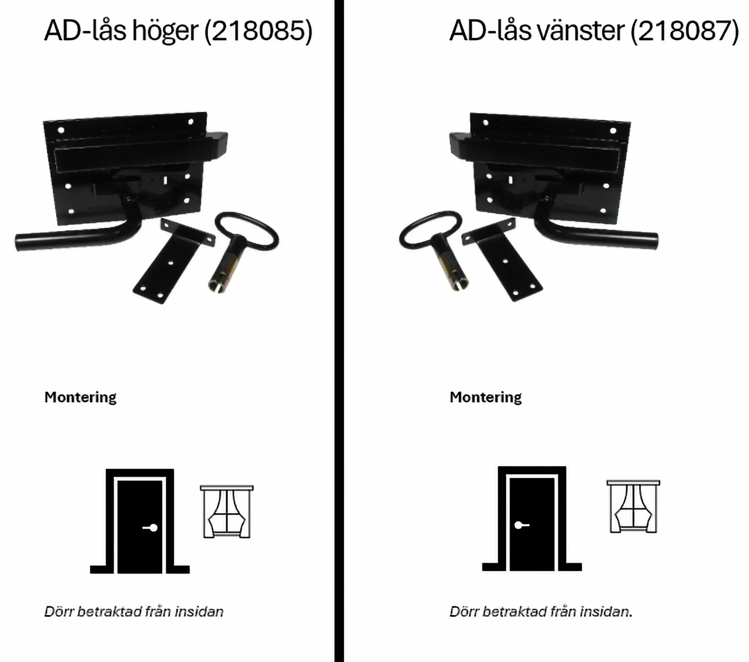 Ladugårdslås AD-lås Original 2435 svart vänster