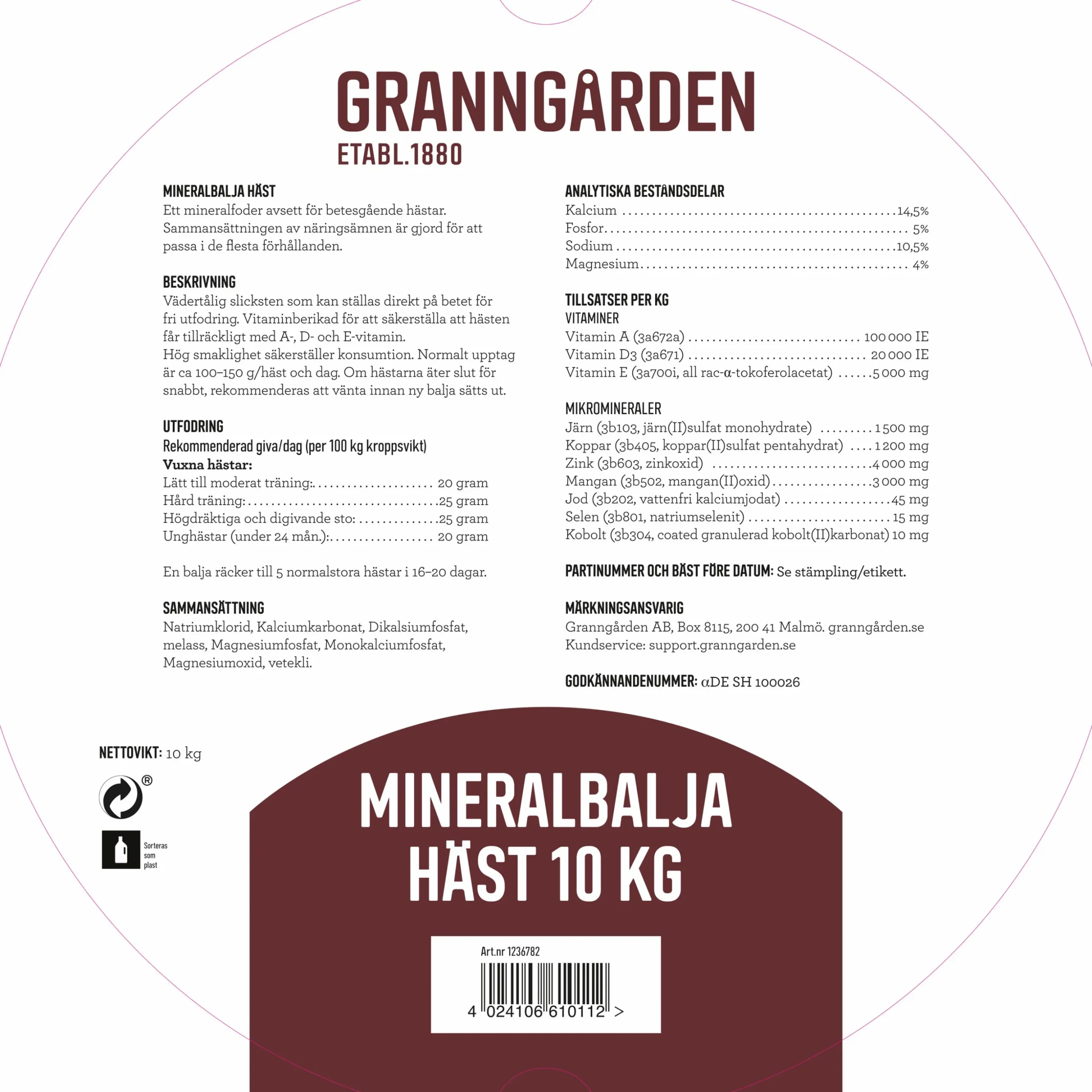 Mineralbalja Granngården Häst 10kg
