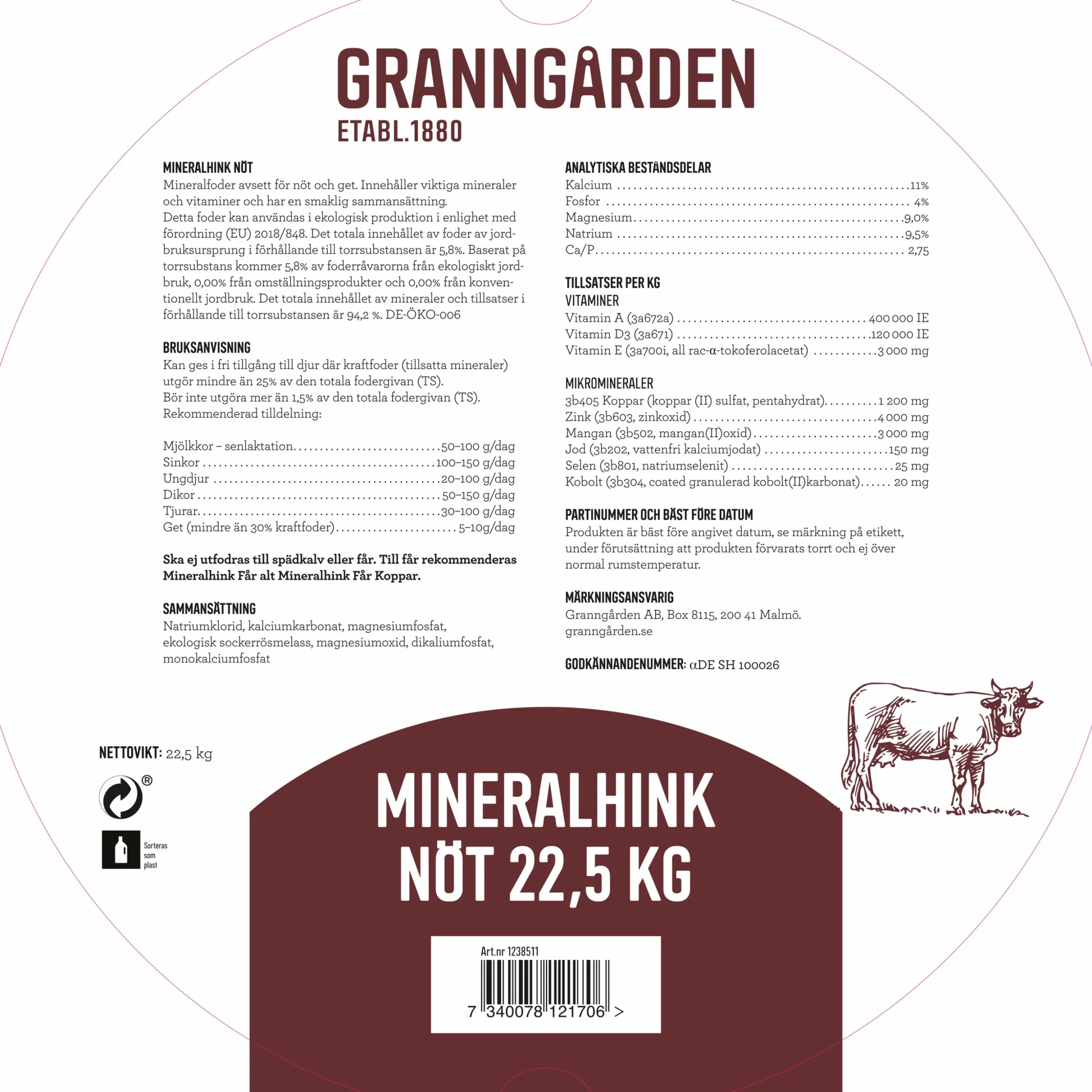Mineralbalja Granngården Nöt 22,5kg