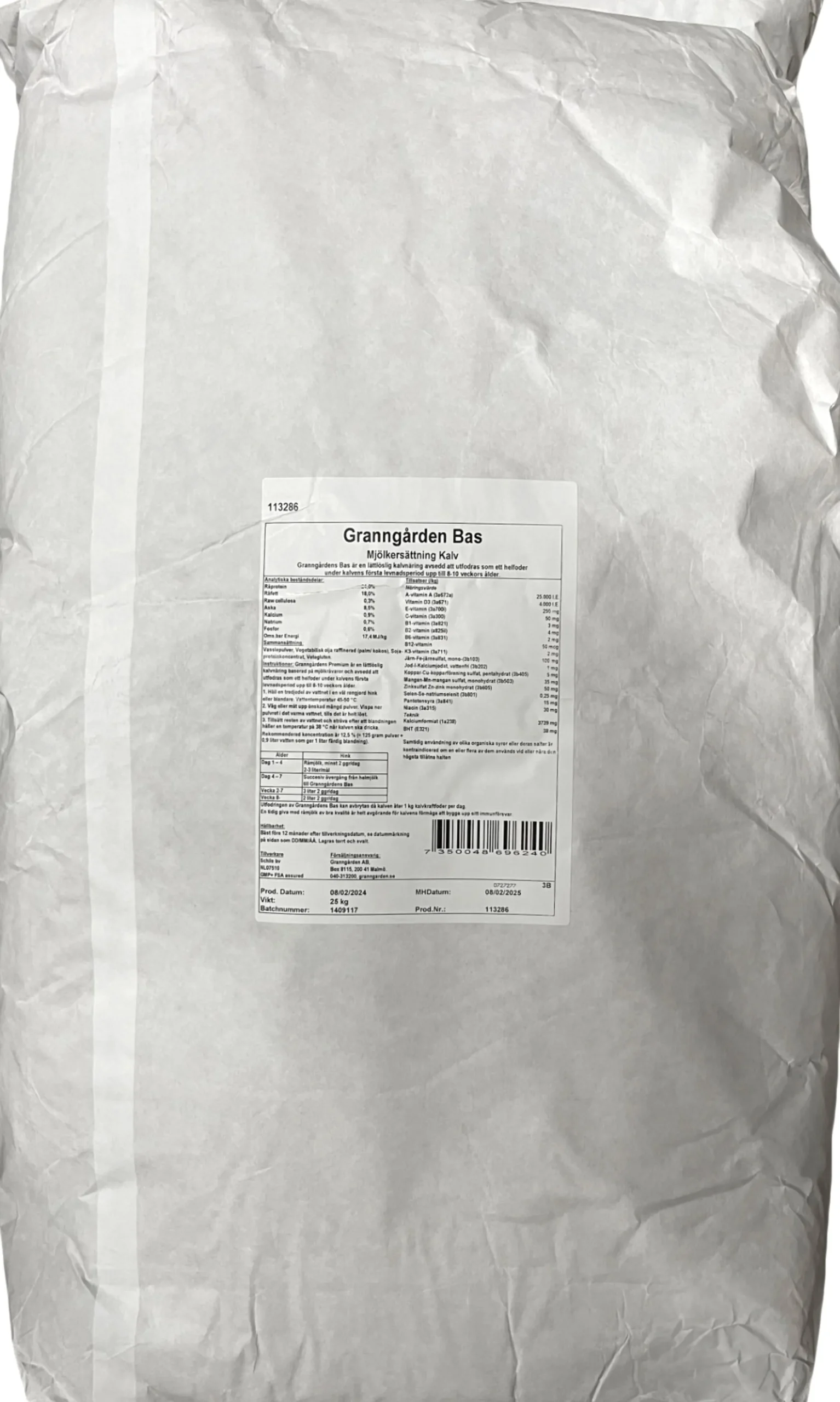 Mjölkersättning Granngården Kalv Bas 25kg