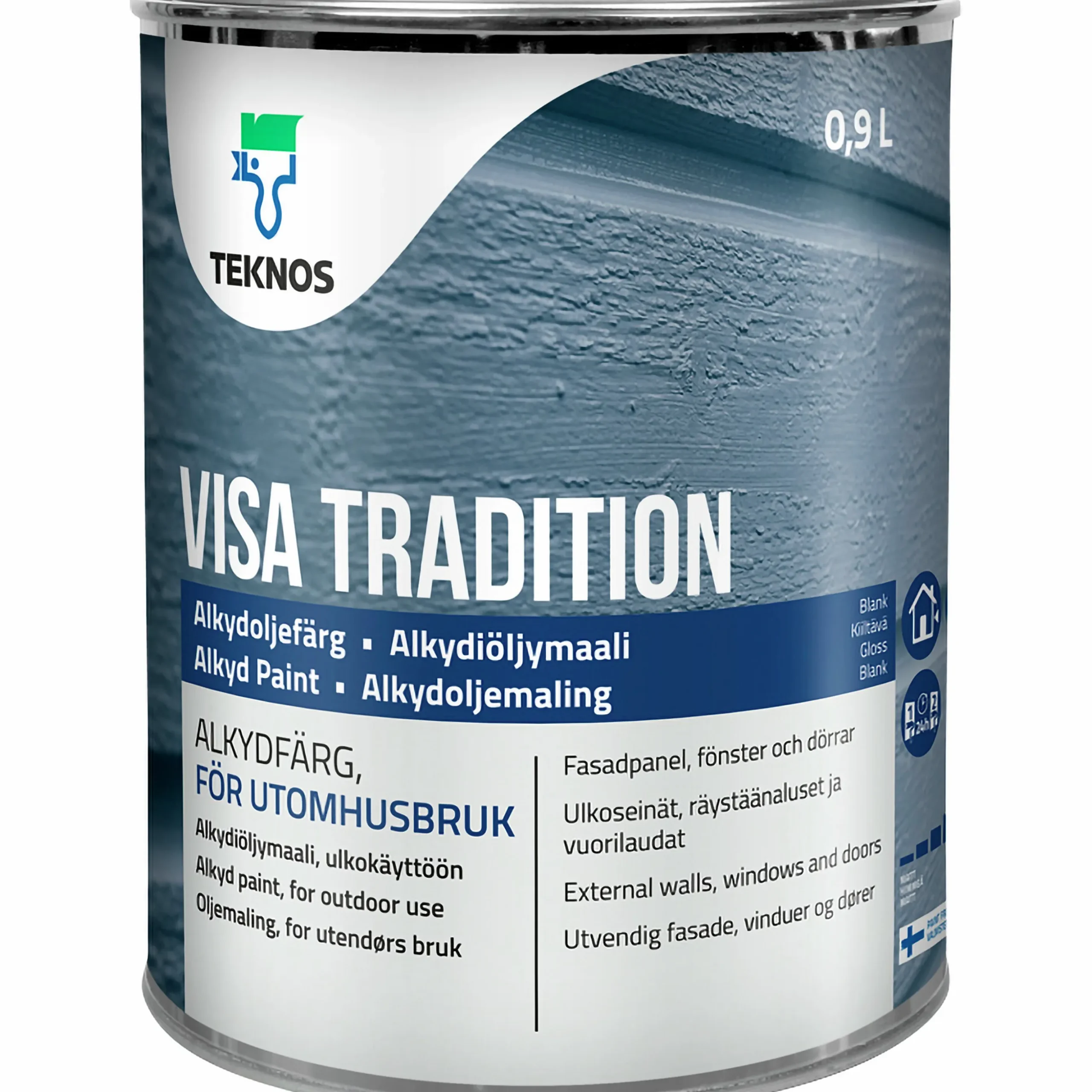 Målarfärg Teknos Visa Tradition vit Utomhus 1L