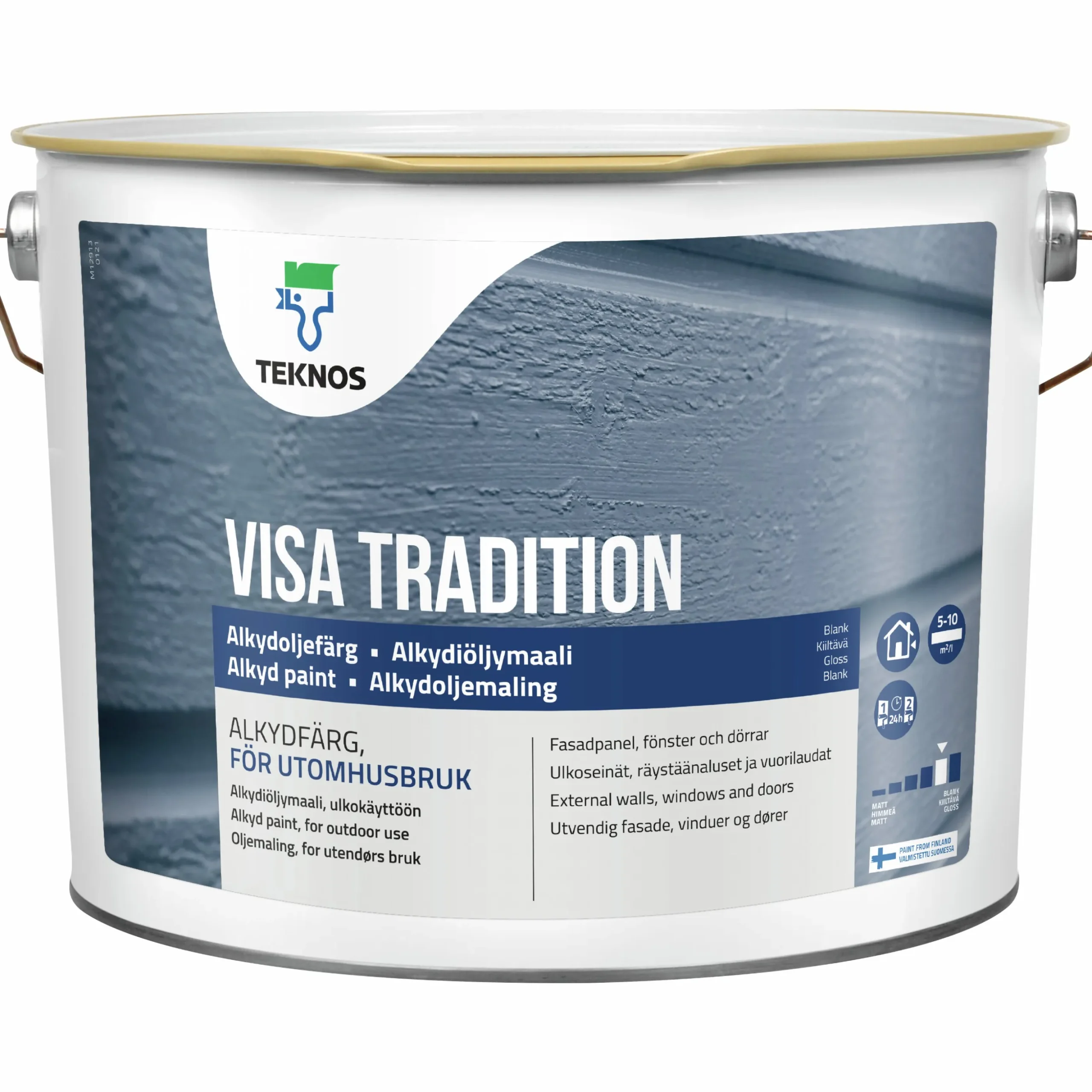Målarfärg Teknos Visa Tradition vit Utomhus 10L