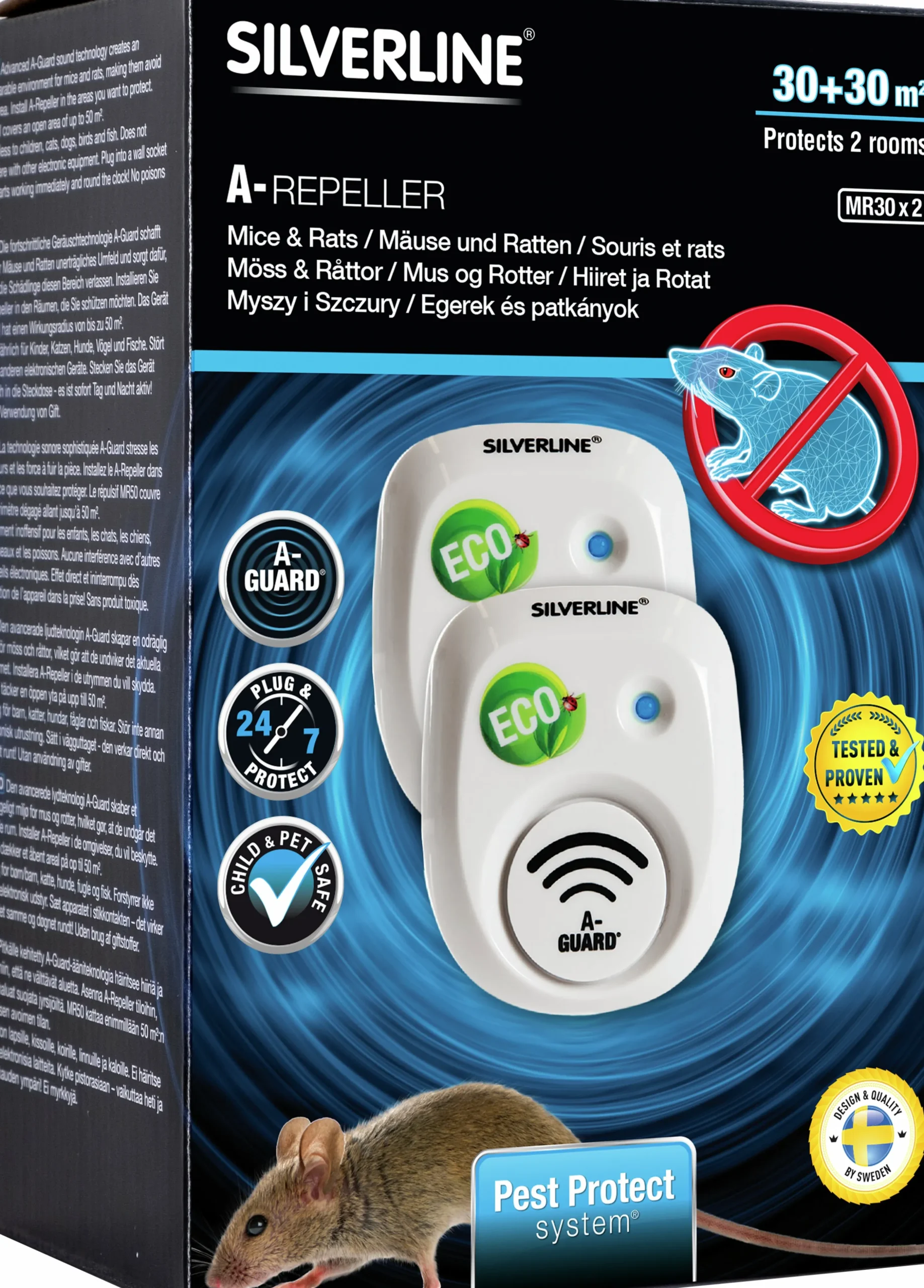 Mus- & Råttskrämma Silverline A-Repeller MR30 2-p