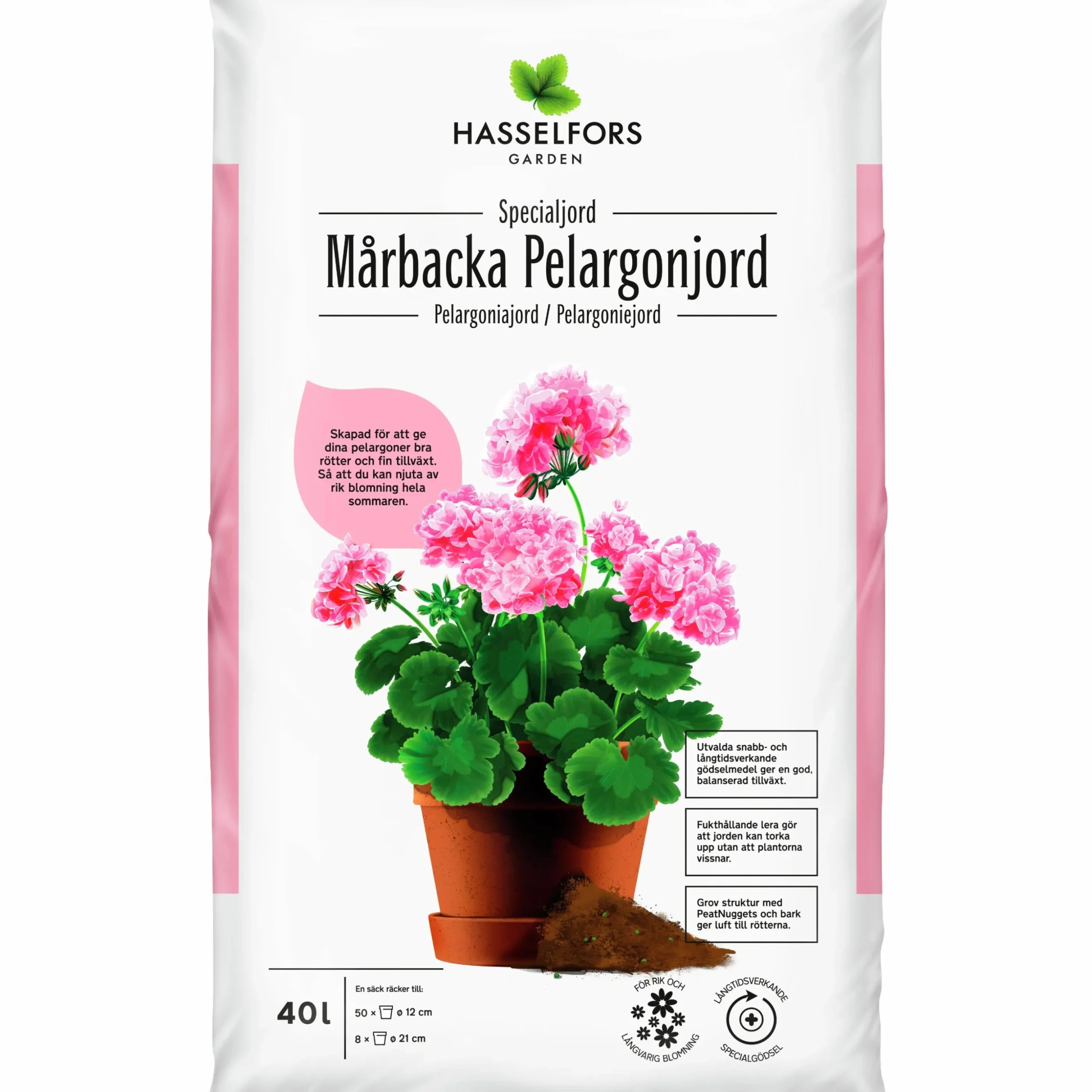 Pelargonjord Hasselfors 40L