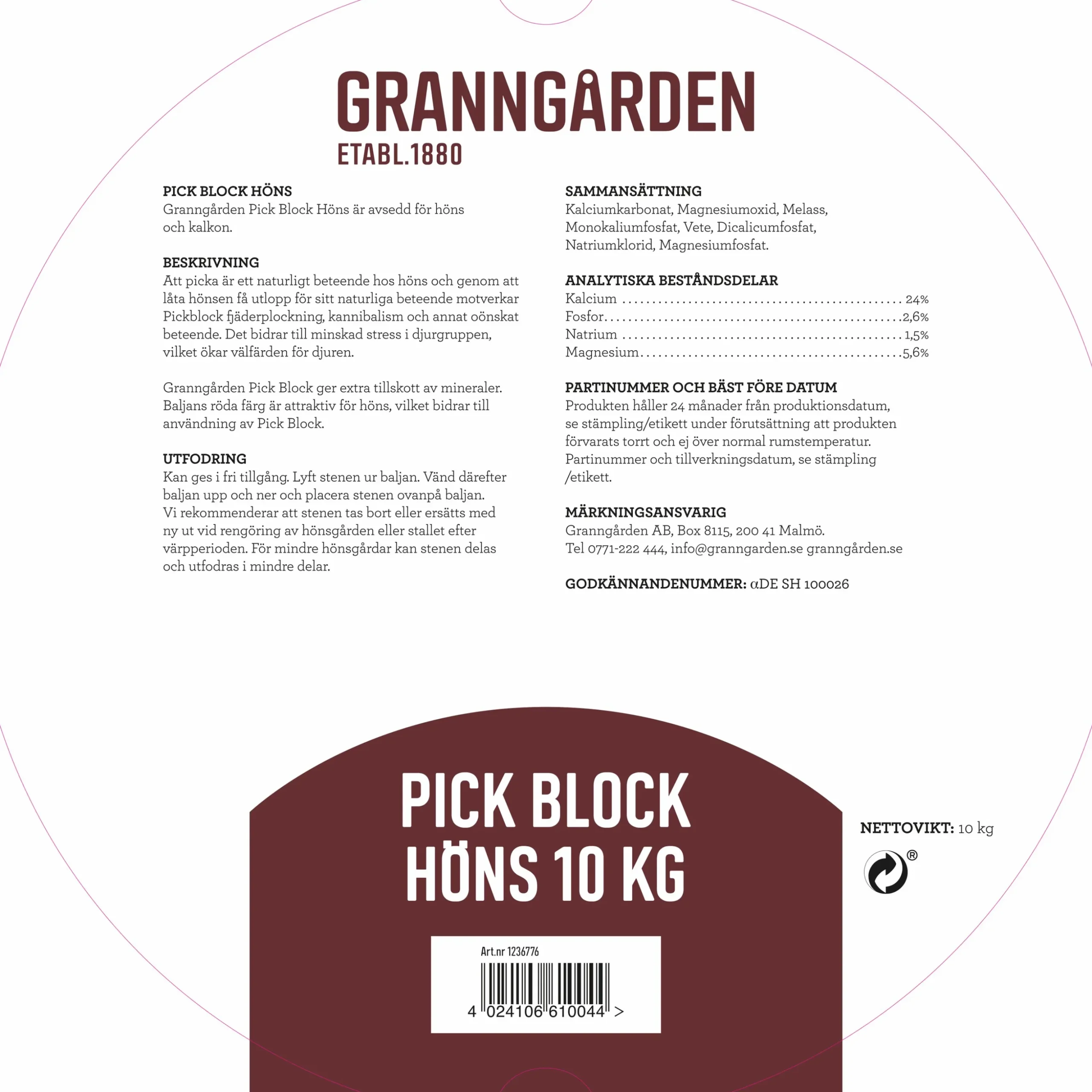 Pick Block Granngården Höns 10kg