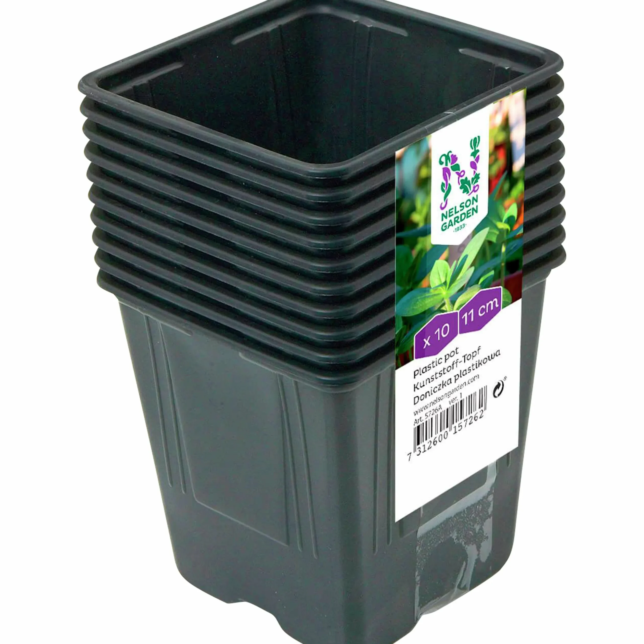 Plastkruka Nelson Garden Fyrkantig 11cm 10-p