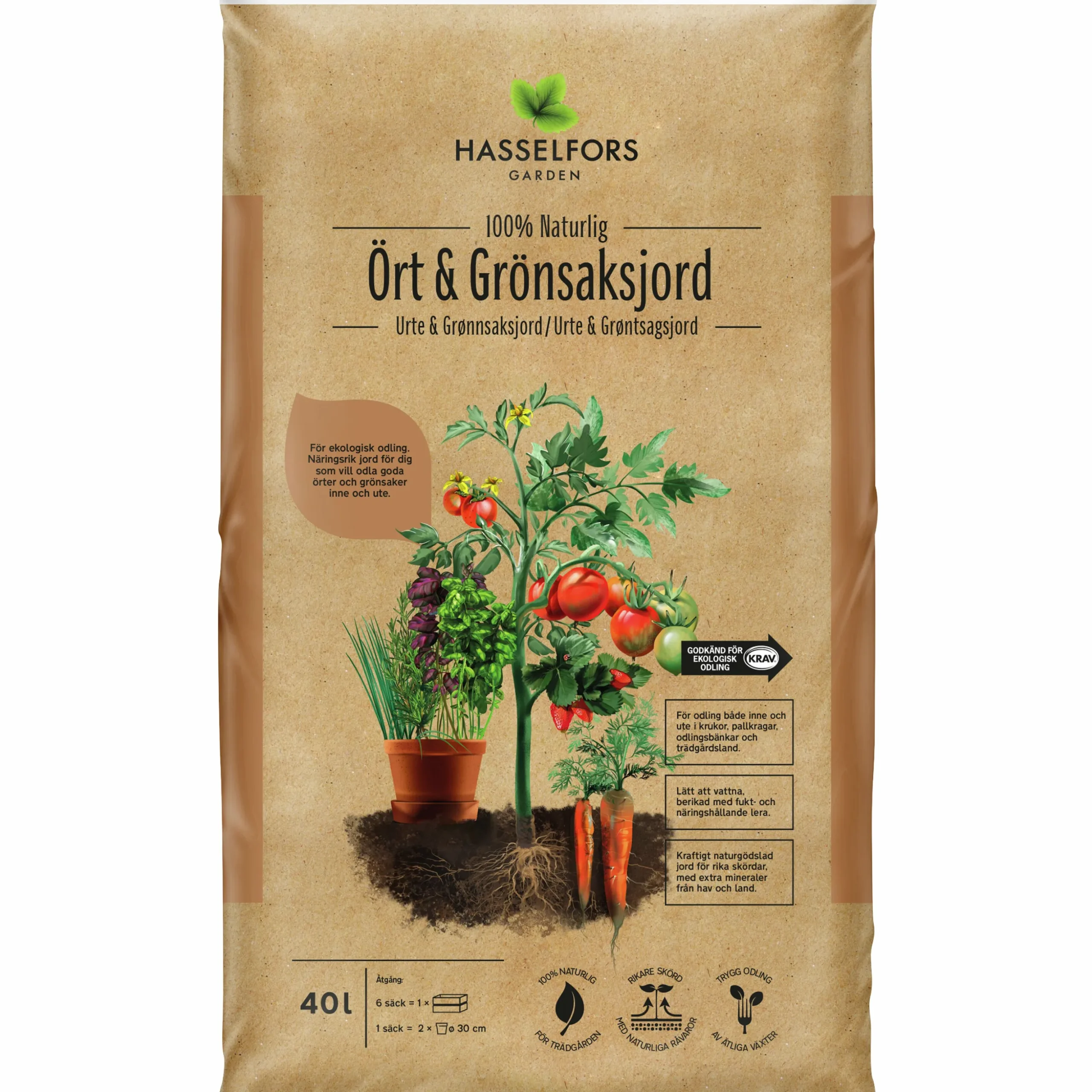 Örtjord & Grönsaksjord Hasselfors KRAV 40L