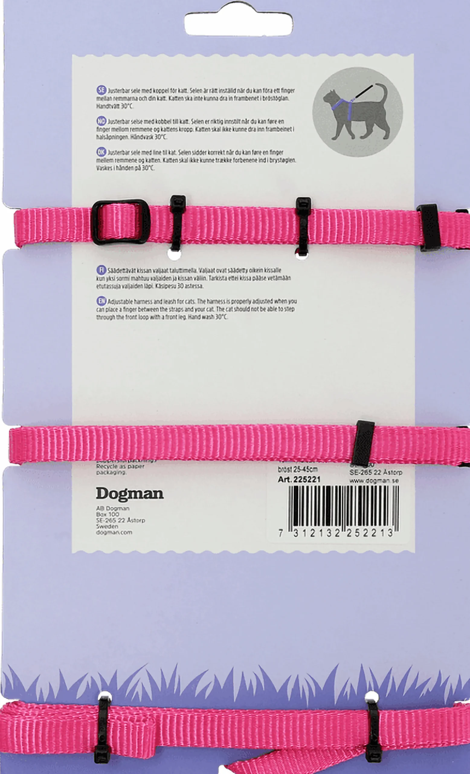 Sele med koppel Dogman Findus Rosa