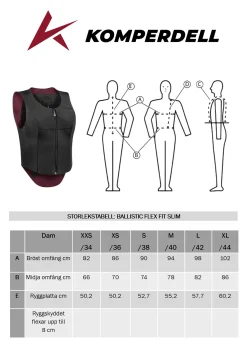 Skyddsväst Komperdell Ballistic Flex Slim Fit Svart/Bordeaux