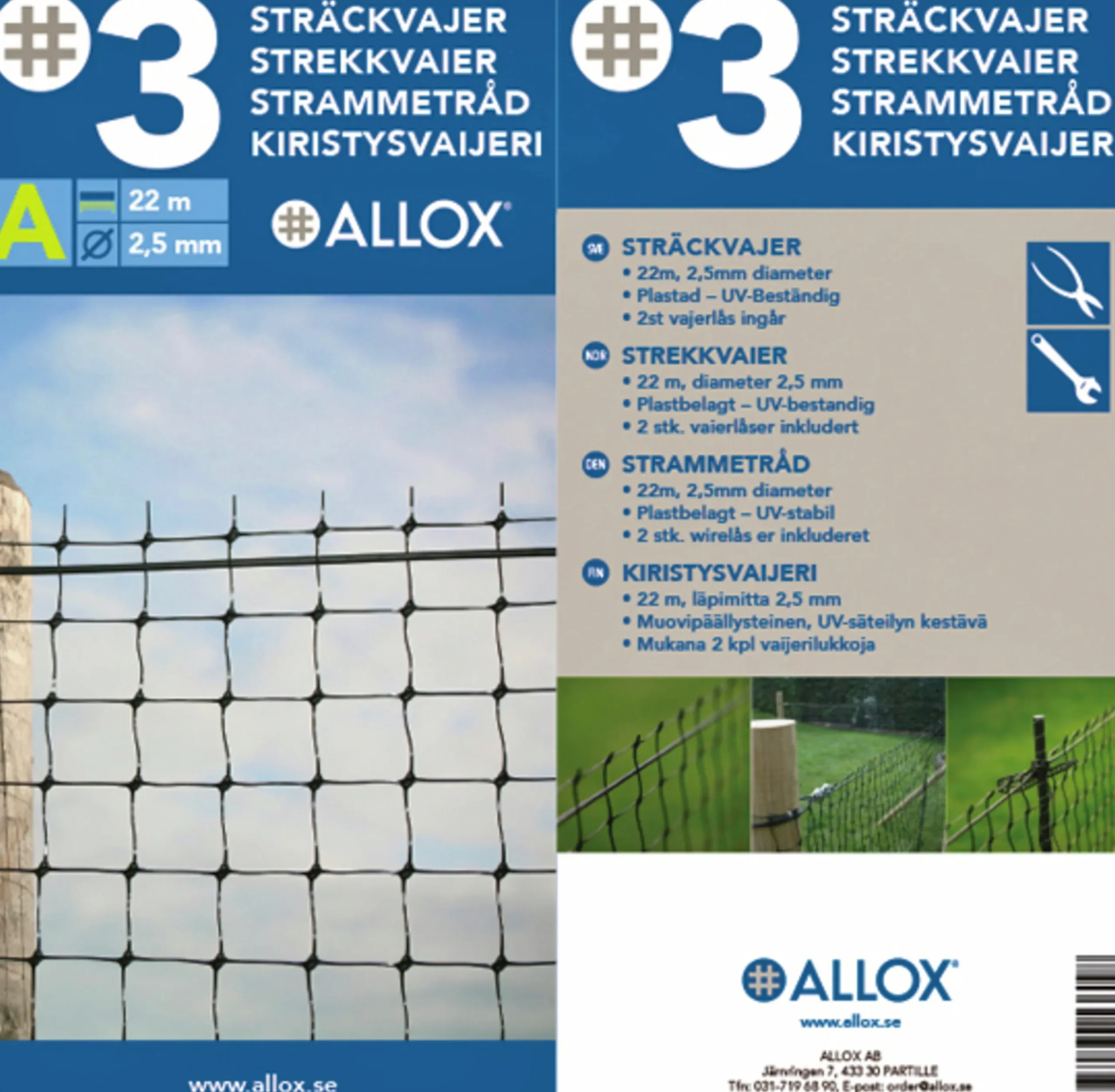 Sträckvajer Allox med lås 22m