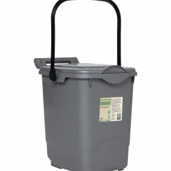 Strö- & foderhink Greenline med Lock Grå Plast 23L