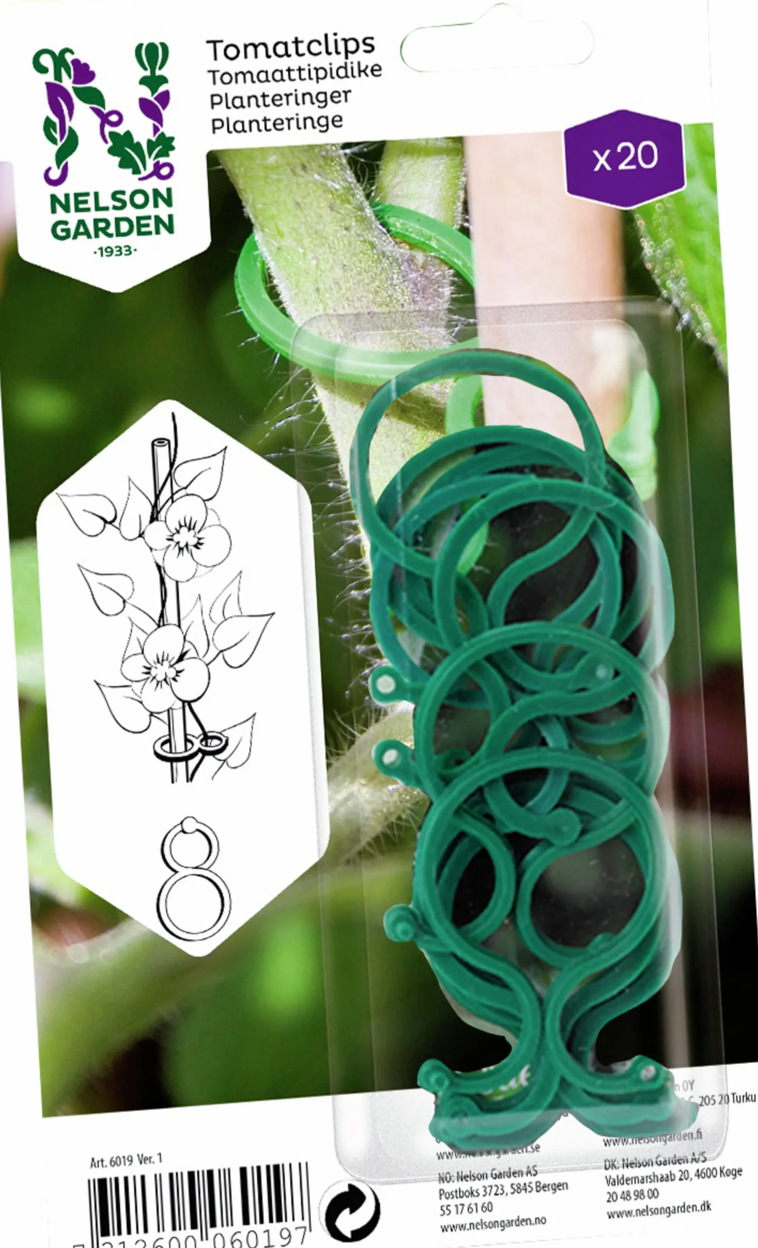 Tomatclips Nelson Garden Plast Grön 6cm 20-p