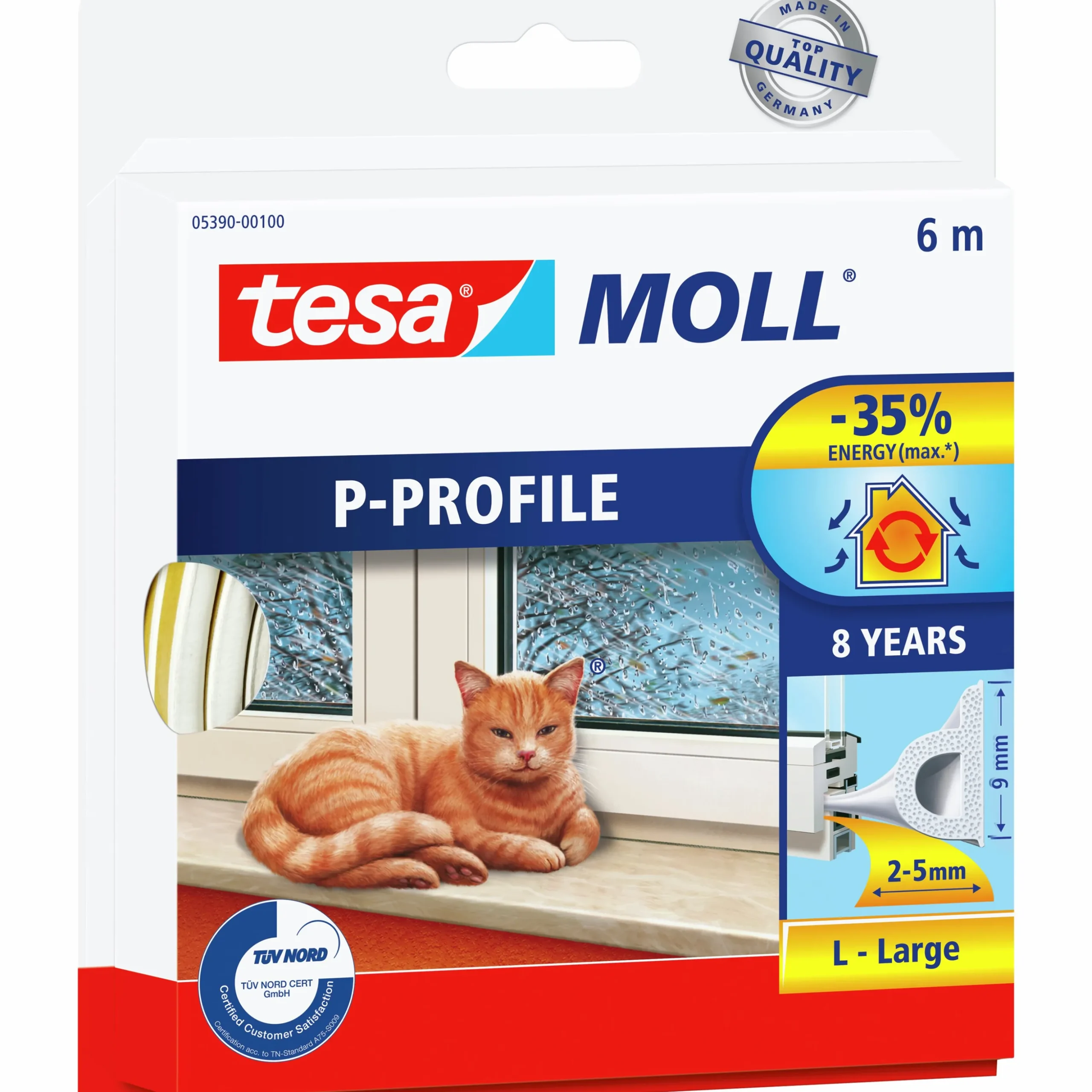 Tätningslist Tesa P-list vit 6m