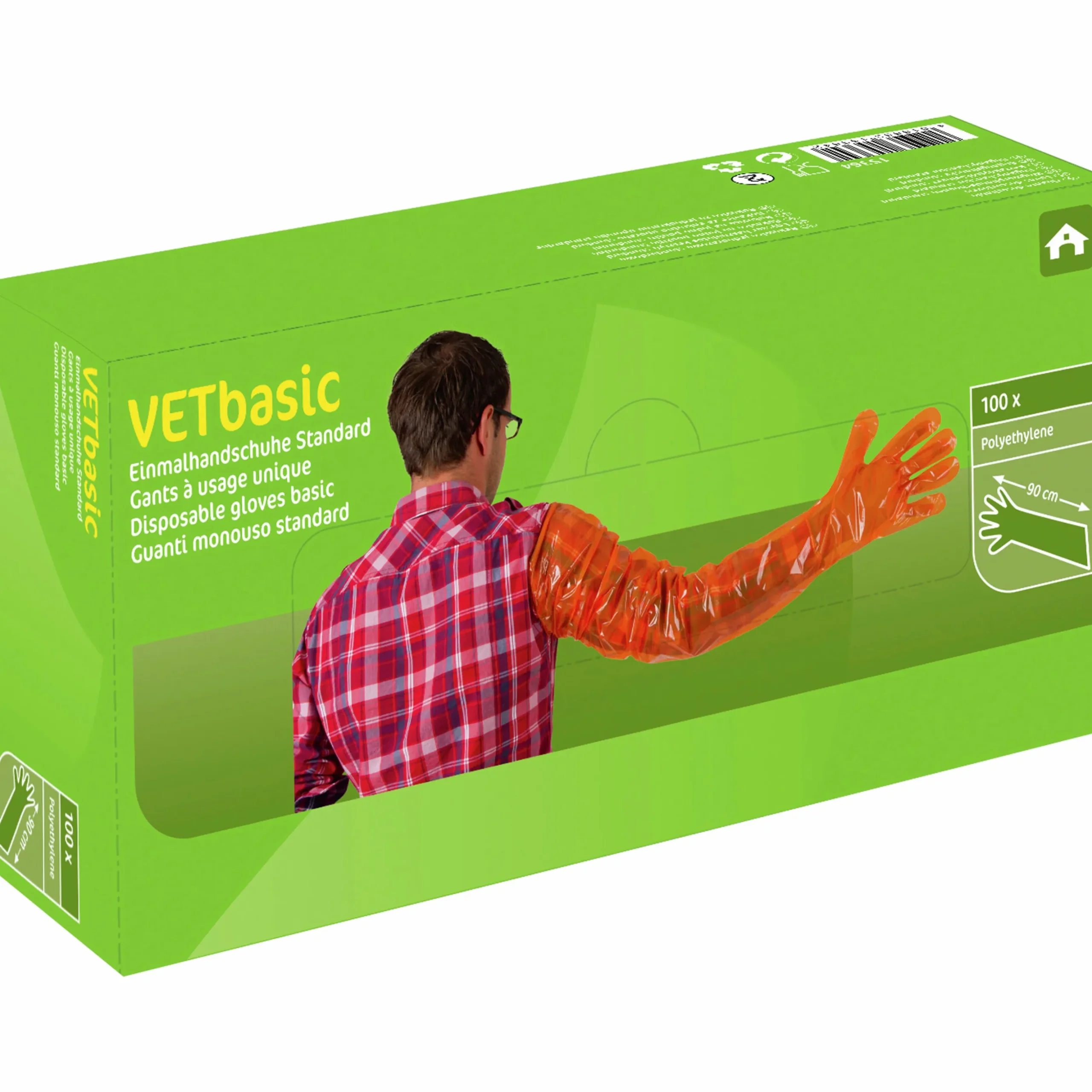 Undersökningshandskar Kerbl VETbasic orange 90cm 100-p