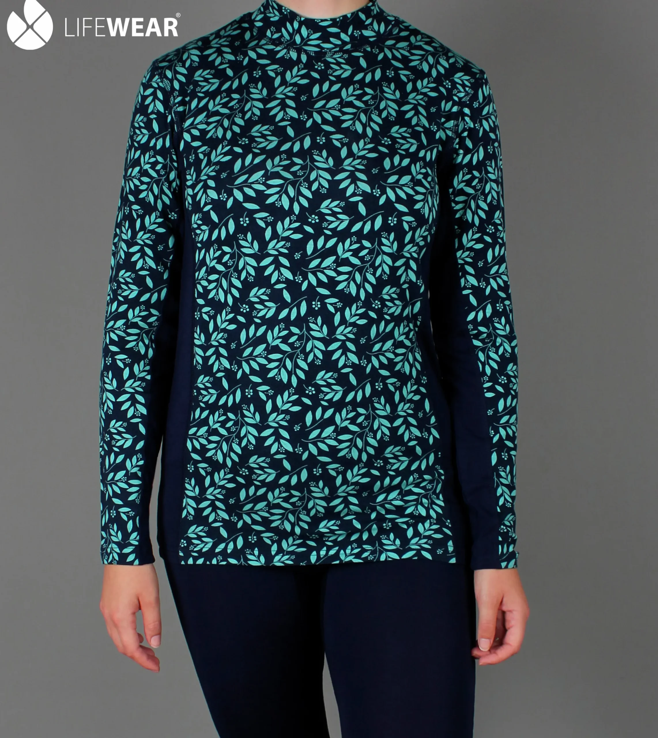 Underställ Lifewear Bambu Dam Lövmönstrad Blå/Grön
