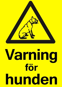 Varningsskylt 'Varning för hunden' plast gul 150x210mm