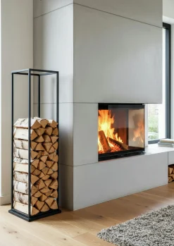 Vedstaplare Vastbo med bottenplatta svart 112cm