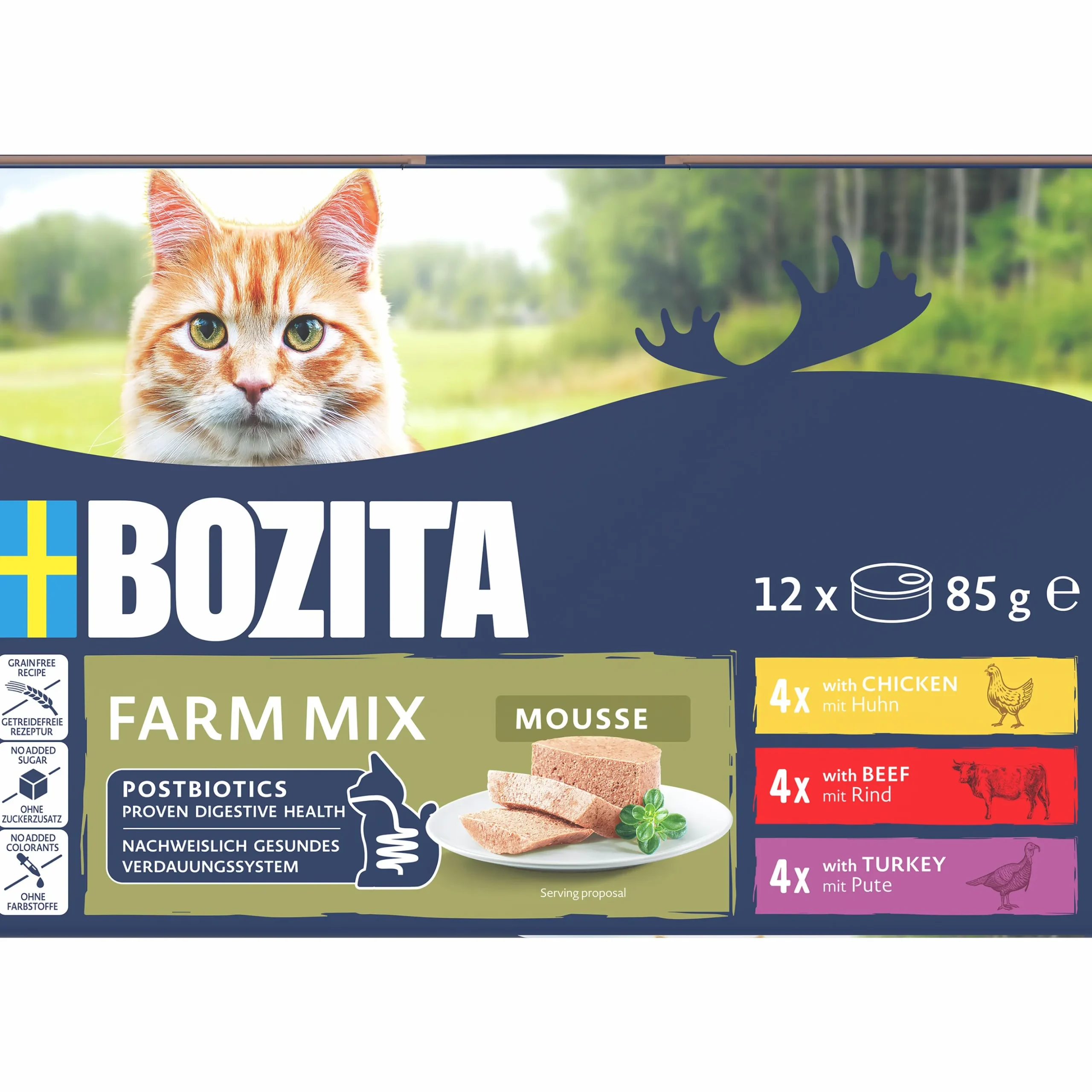Våtfoder Bozita Menybox Mousse Farm Mix 12x85g