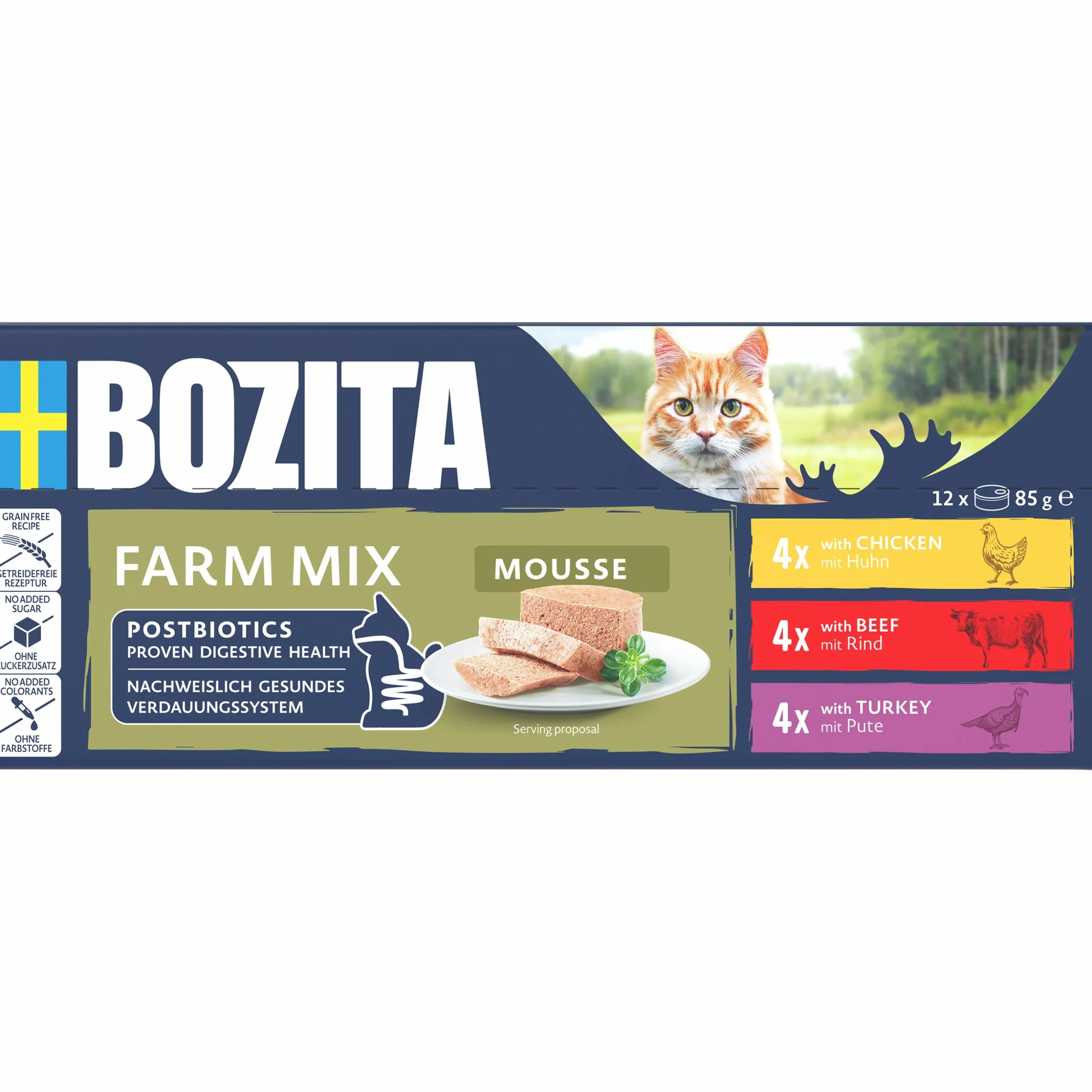 Våtfoder Bozita Menybox Mousse Farm Mix 12x85g