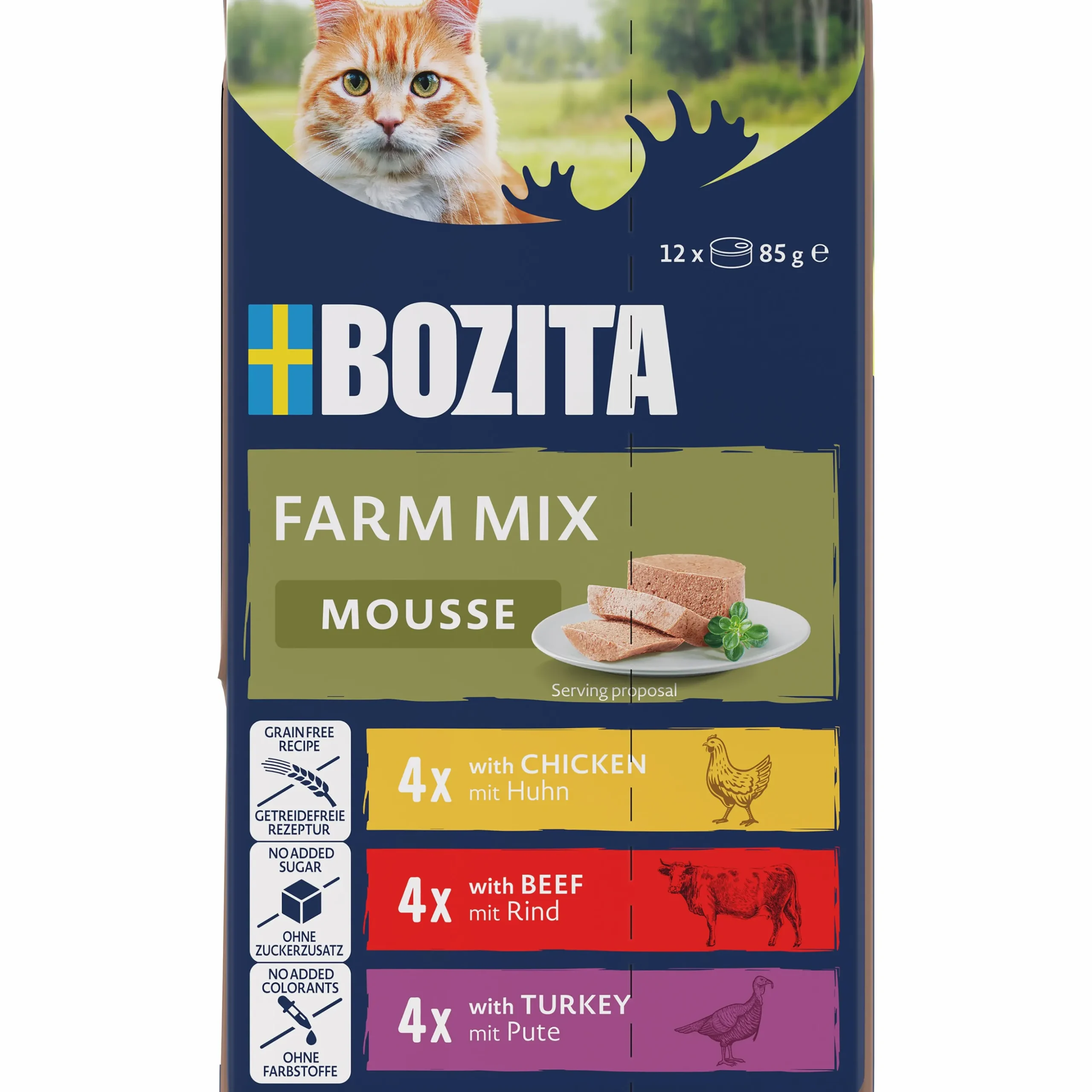 Våtfoder Bozita Menybox Mousse Farm Mix 12x85g