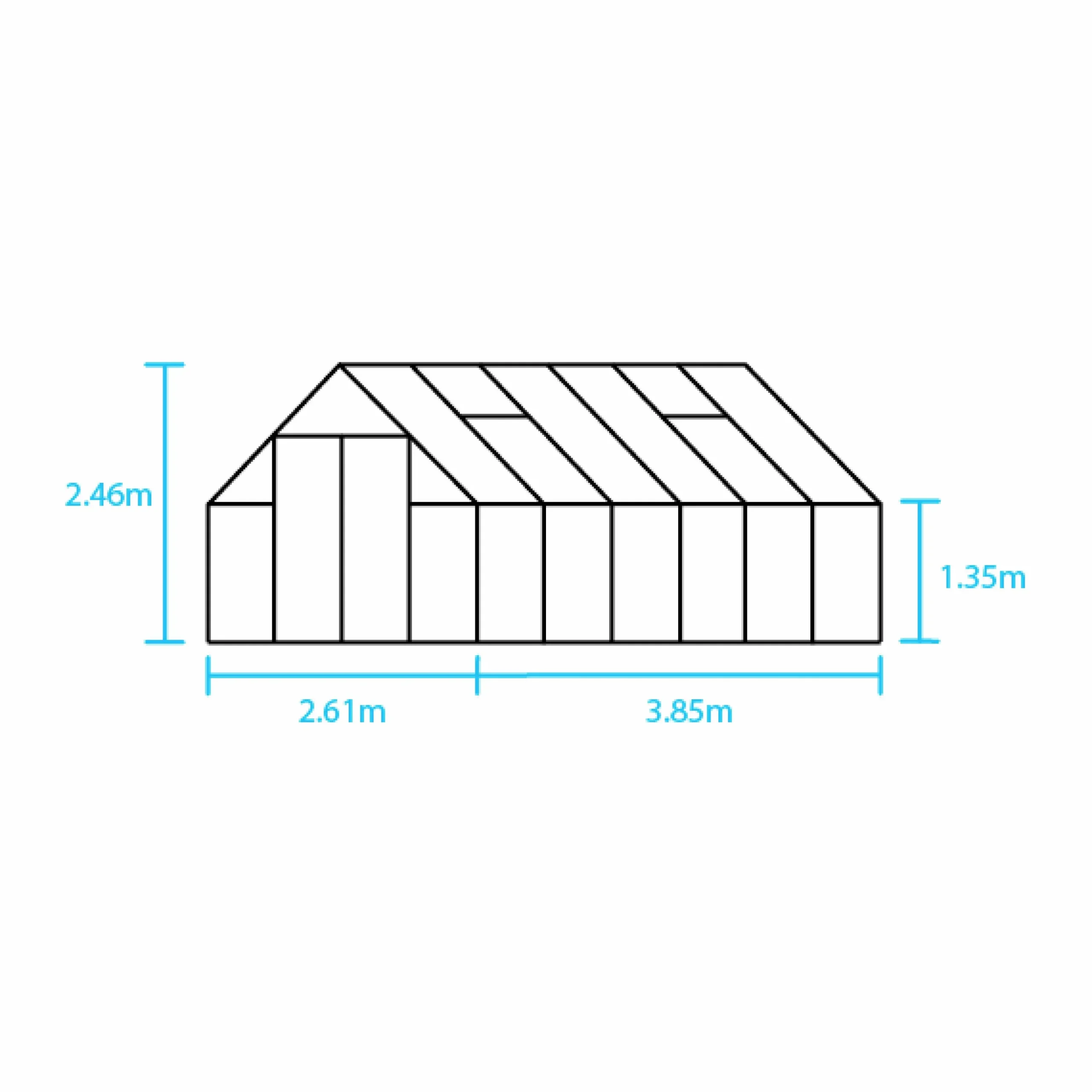 Växthus+Sockel Halls Qube+ 812 Svart 9,9m²